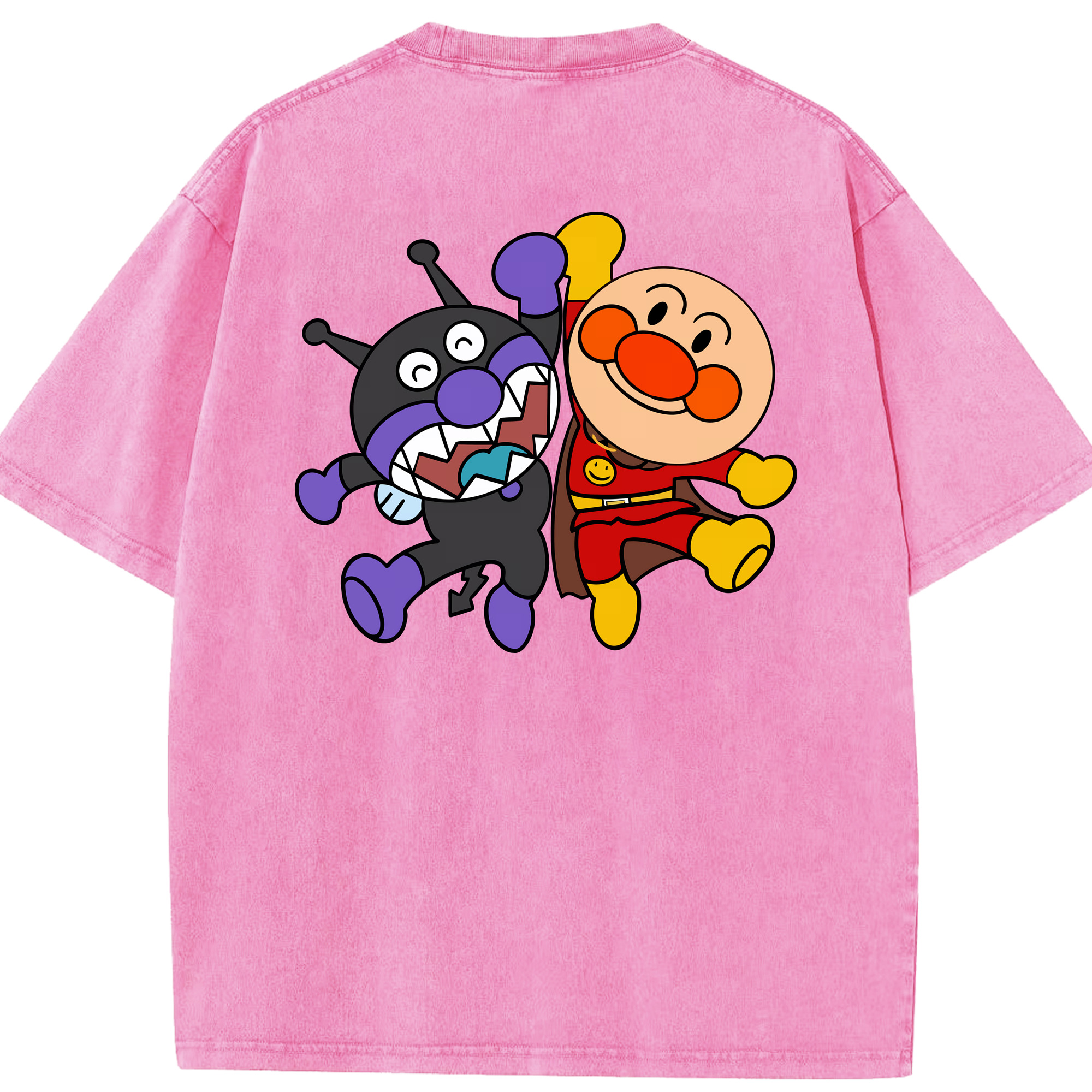 （画像用） アンパンマン Anpanman 綿100% ヴィンテージ風 半袖Tシャツ（背面プリント）